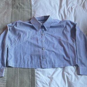 Maeve Blue and White Striped Shirt